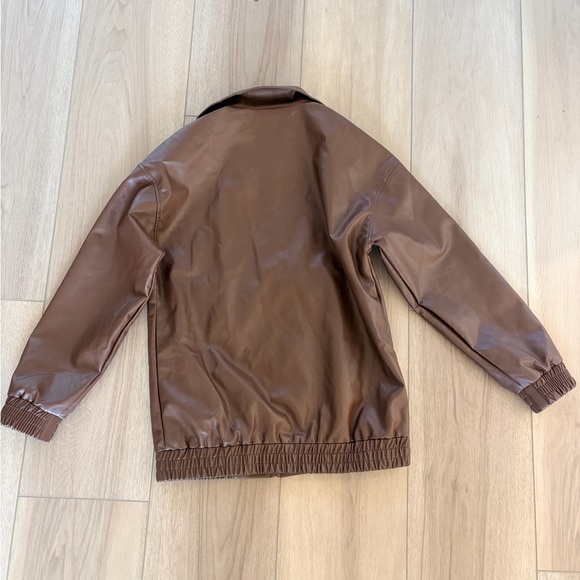 SAMPEEL Vegan Leather Jacket Women Faux Oversized Motorcycle Bomber Coats - Picture 6 of 6